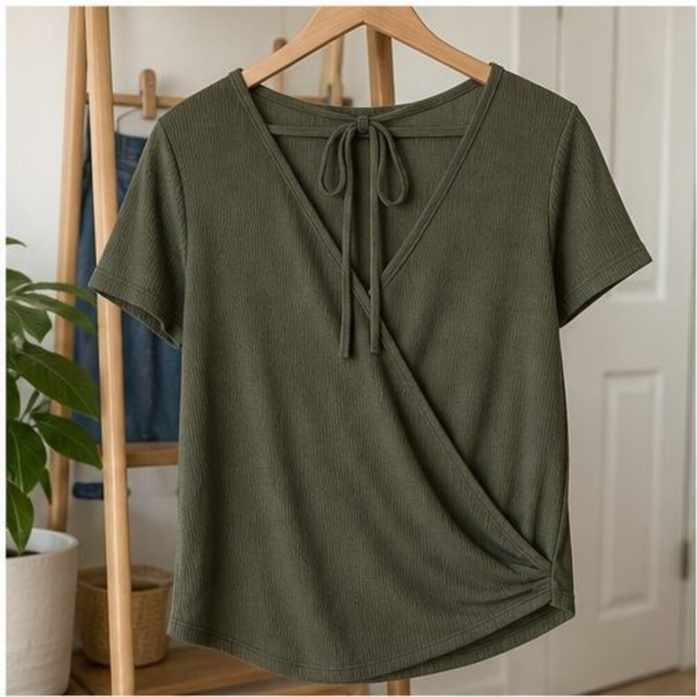 Olive Ruffle Blouse